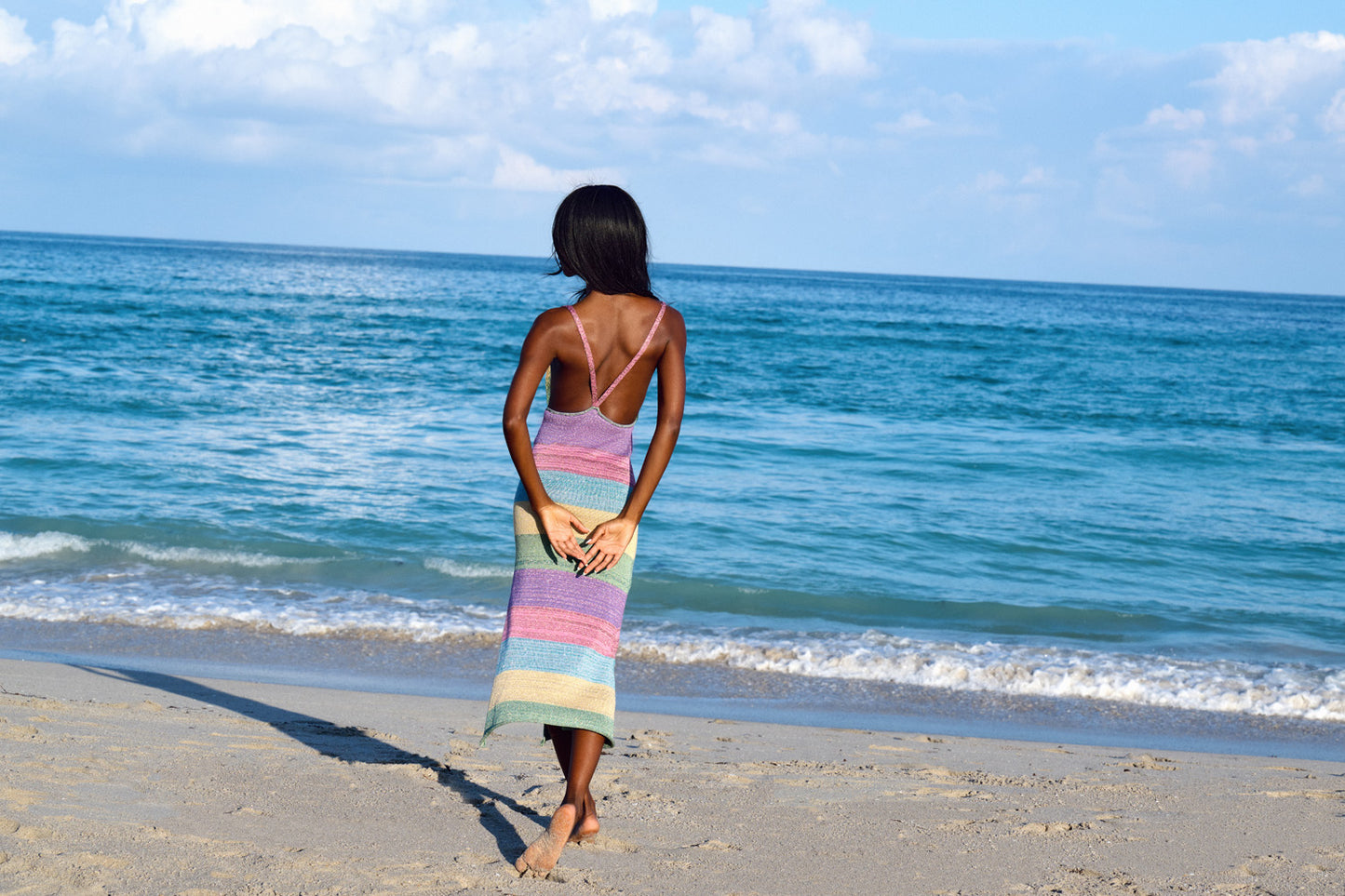 MARGI RAINBOW SCOOP NECK MAXI