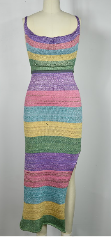 MARGI RAINBOW SCOOP NECK MAXI
